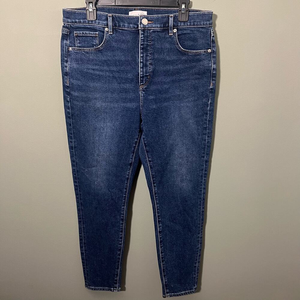 LOFT Modern Denim High Waist Skinny Ankle Jeans, Vintage Dark Wash, Size 32 / 14 - Picture 3 of 12